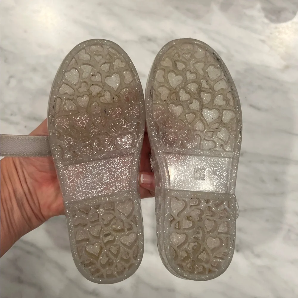 Size 10 toddler girl clear silver sparkley jellies old navy